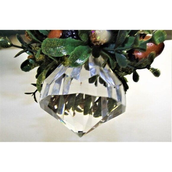 Glass and Greenery Hanging Ornament 5" Gold Accents - Picture 1 of 7